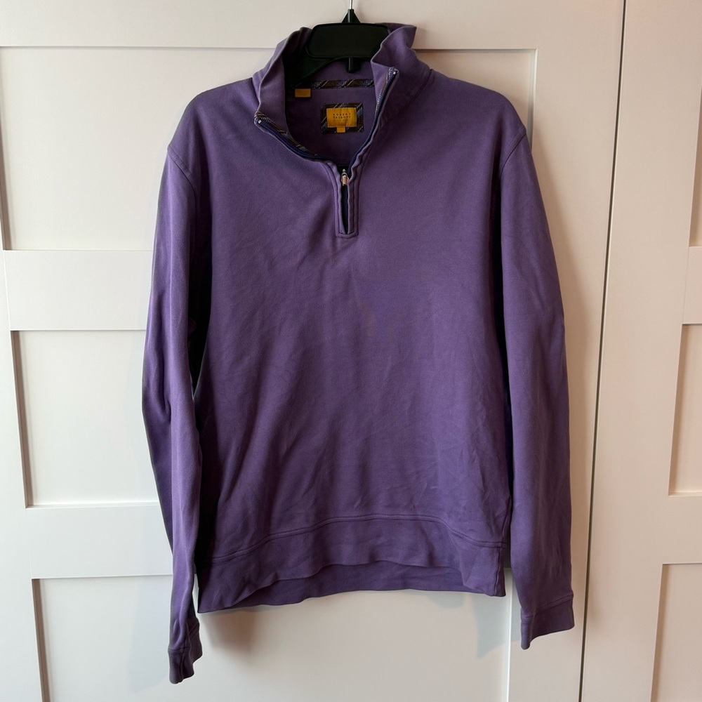 Robert Talbott Men's Quarter Zip Pima Cotton Sweater - Large